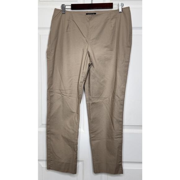 Lafayette 148 New York Bleecker Crop Leg Pants Career Trousers Khaki Tan Size 12 - Picture 3 of 9